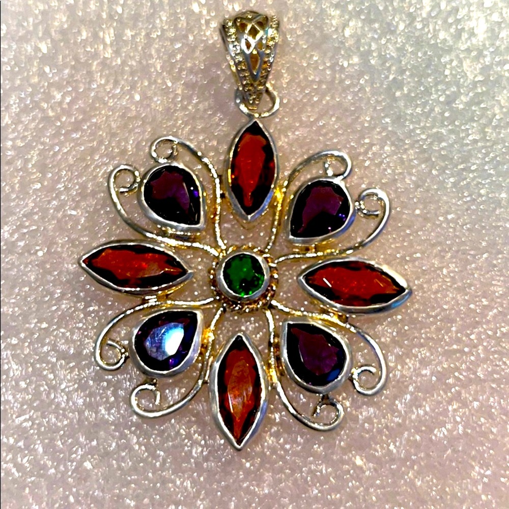 Solid Silver Genuine Gemstone Pendant - image 1